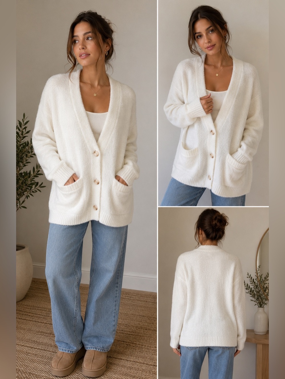 UGG Cozy Plush Cardigan Sweater – Women’s Medium – NWT